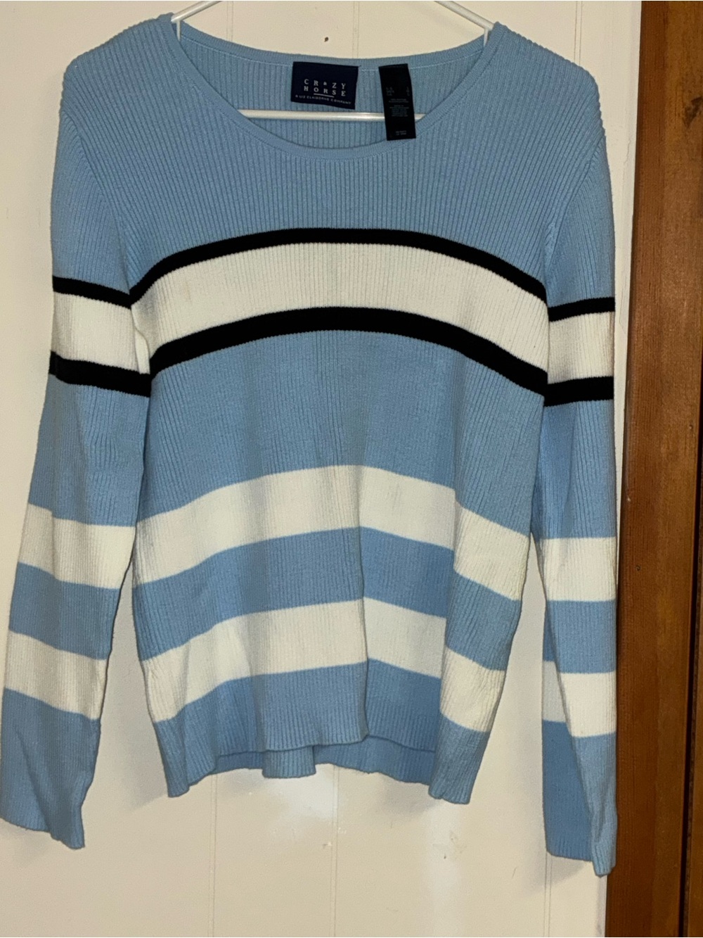 Crazy Horse-Liz Claiborne Company Striped Long Sleeve Knit Sweater VTG Womens L